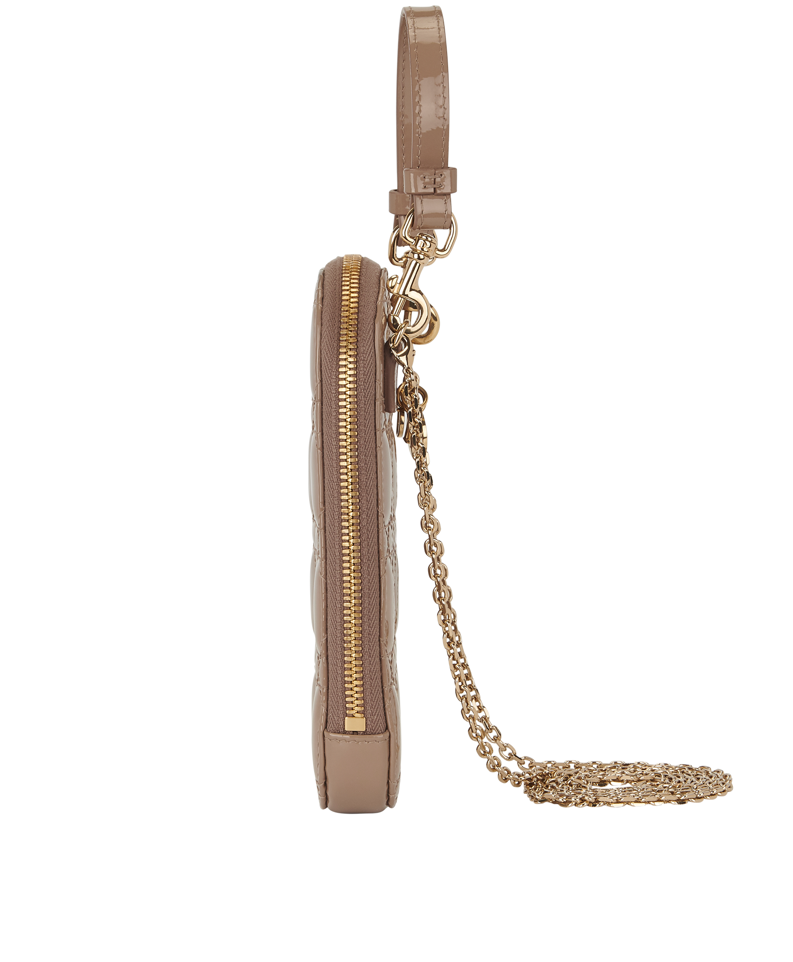 Lady Dior Phone Holder, &pound;695, Accessories, Brown, Patent Leather, Bottom view